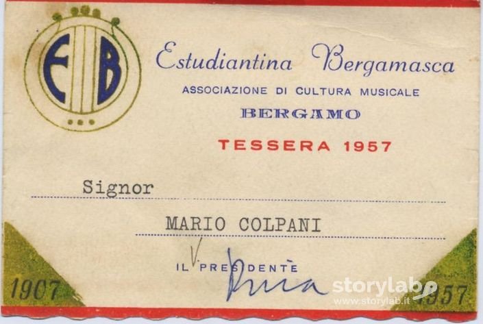 Estudiantina Bergamasca - tessera associativa