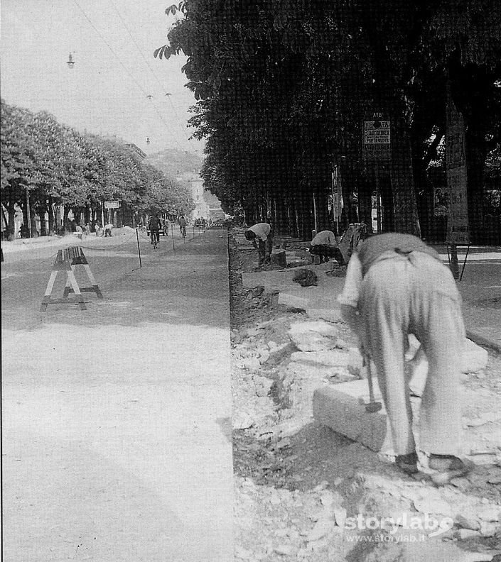 Bergamo - Lavori In Viale Roma Anni 50