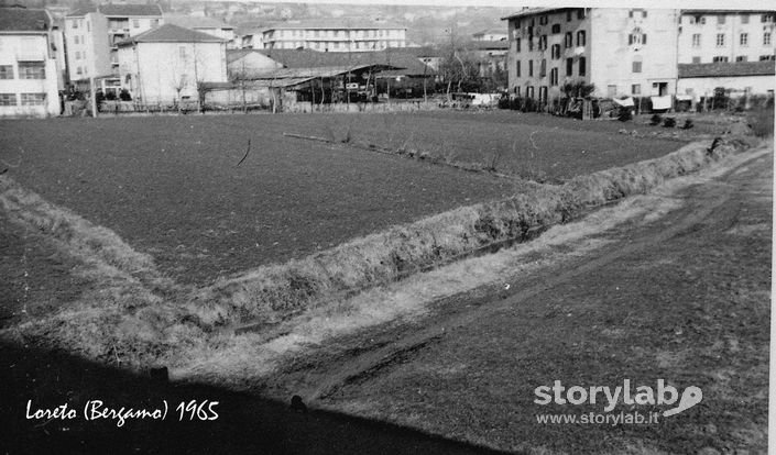 Bergamo-Loreto nel 1965 prima dell'odierno passaggio del Filatoio 