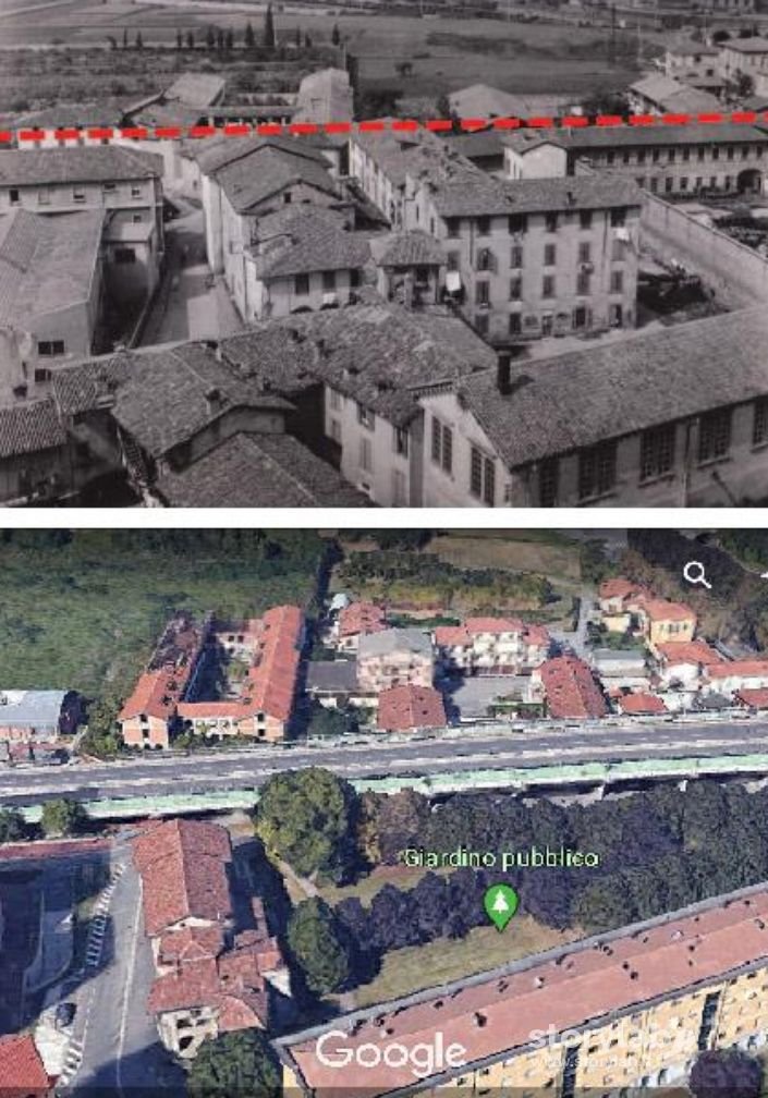 Boccaleone prima della costruzione della circonvallazione (ieri e oggi)