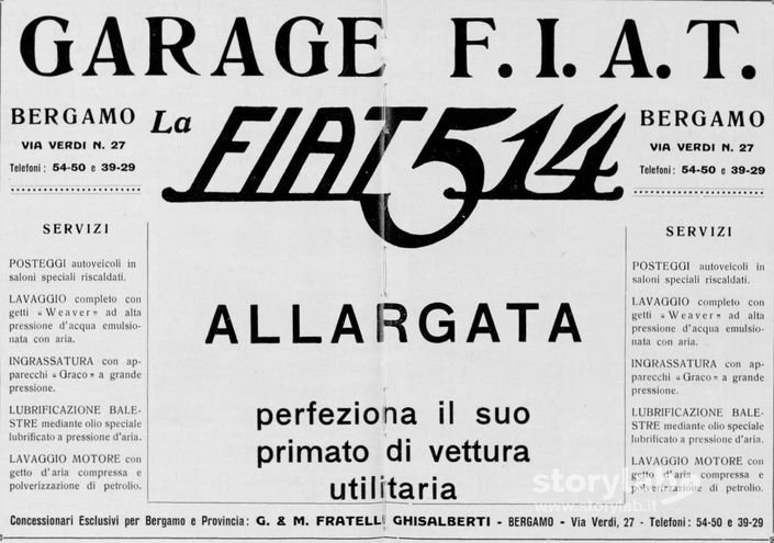 Pubblicità Garage Fiat Dei Fratelli Ghisalberti Anni 30