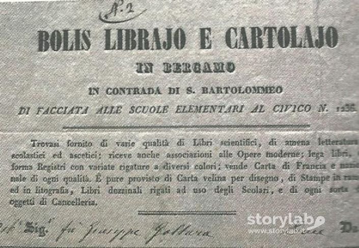 Carta Intestata Libreria Bolis 1844