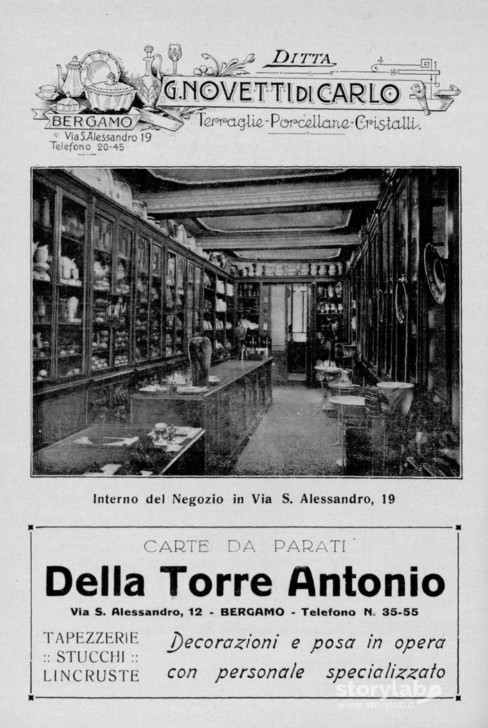 Negozio Di Porcellane-Cristallerie Novetti In Via S.Alessandro 1931