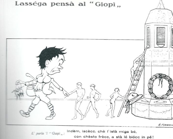 Vignetta sull'inaugurazione del monumento ai Fratelli Calvi 1933