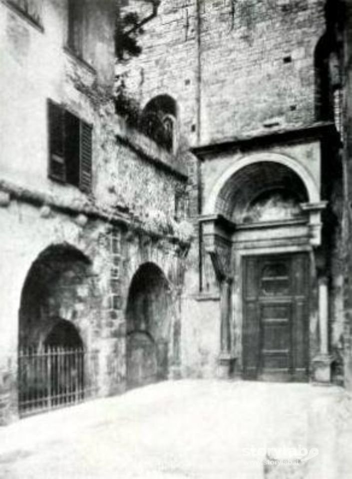 Fontana di Antescolis con Casa del Sacrista  prima della demolizione anni 30