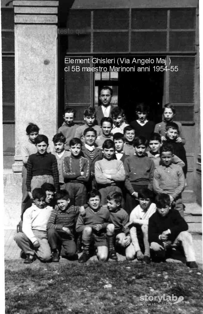 Scuola Elementare Ghisleri Via Angelo Maj Bergamo Classe 5B 1954-55