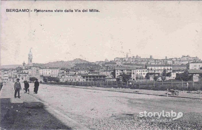 Bergamo via dei Mille cartolina