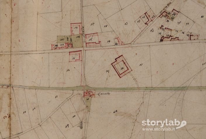 Bergamo mappa zona Loreto 1810