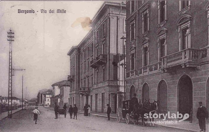 Bergamo via dei Mille cartolina