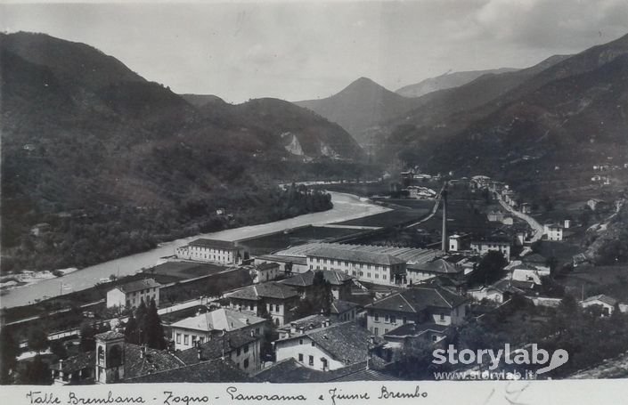 Panorama di Zogno e fiume Brembo