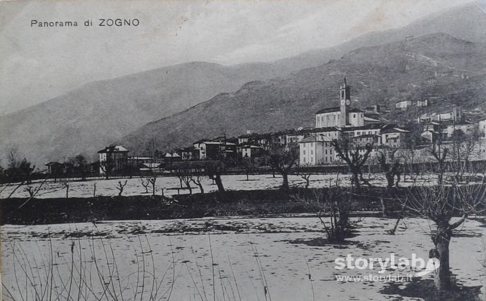 Vista panoramica di Zogno innevata