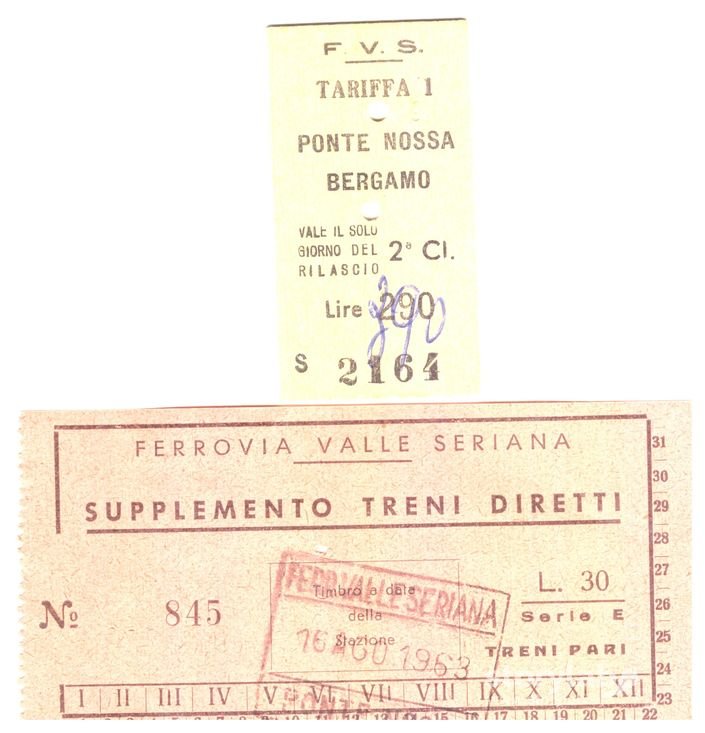 Biglietti della Ferrovia Seriana  