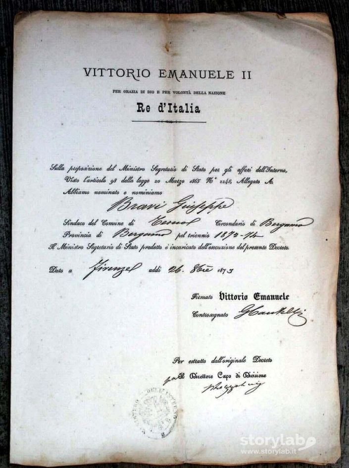Pergamena Di Vittorio Emanuele Ii