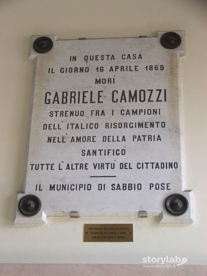 Lapide In Memoria Di Gabriele Camozzi Eroe Risorgimentale 1896