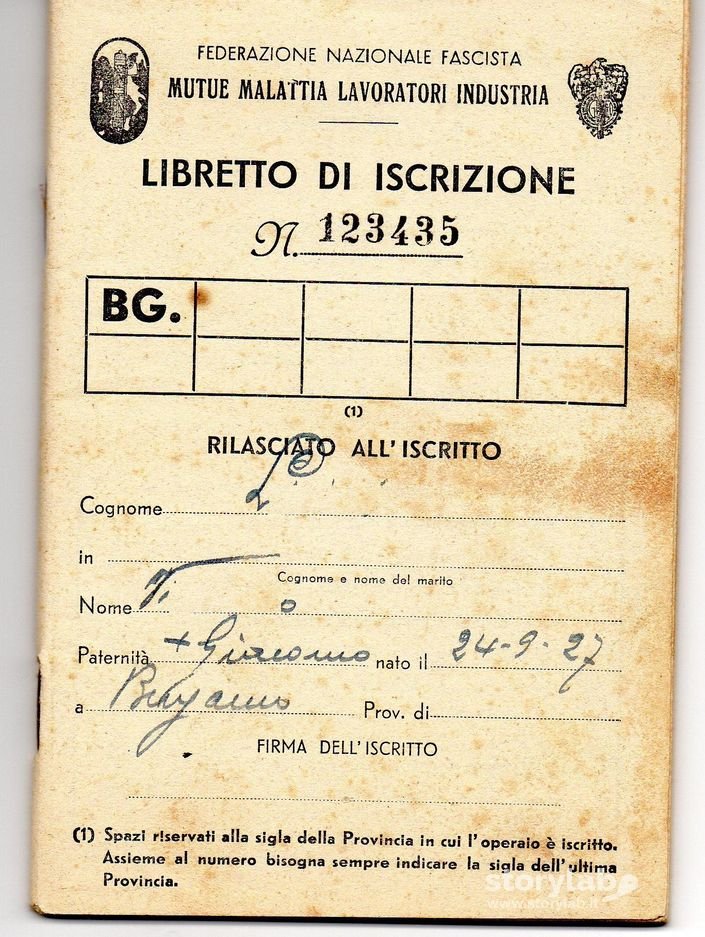 Libretto Iscrizione 