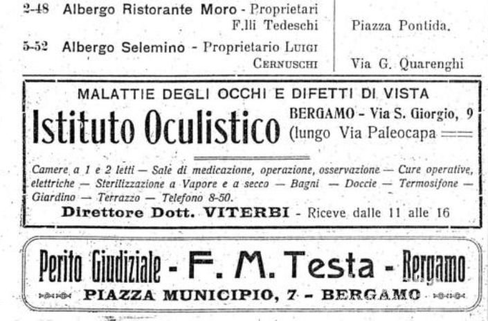 Pubblicità su elenco abbonati al telefono del 1912