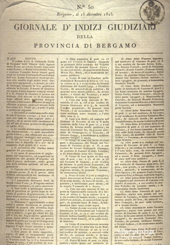 Giornale D'Indizj Giudiziarj 