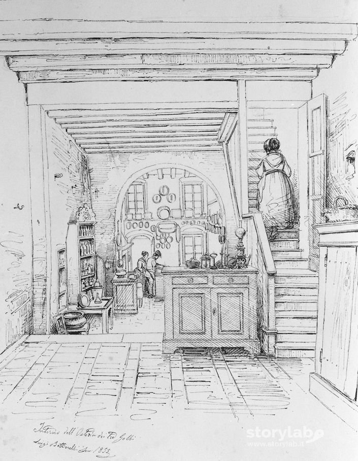 Disegno “Interno Dell'Osteria Dei Tre Gobbi – Luigi Bettinelli 1855”